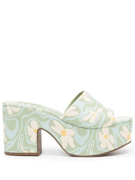 floral-print platform mules