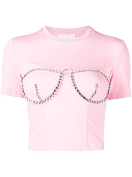 crystal-embellished bustier-cup T-shirt