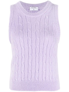 cable-knit crew-neck vest