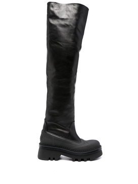 Black Raina 50 Thigh-High Leather Boots