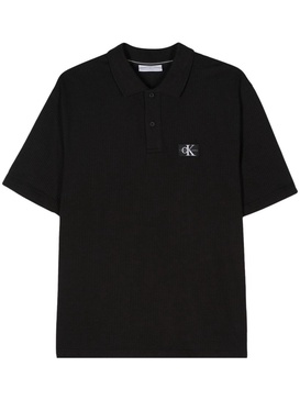 logo-patch check-pattern polo shirt