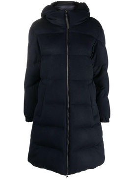 funnel-neck padded wool coat