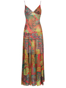 palm leaf print maxi dress