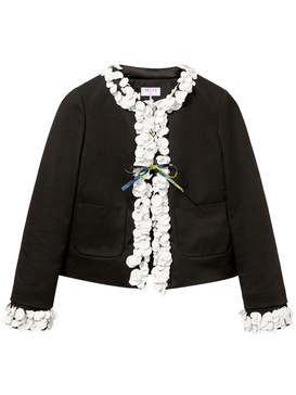 floral-appliqué cotton jacket