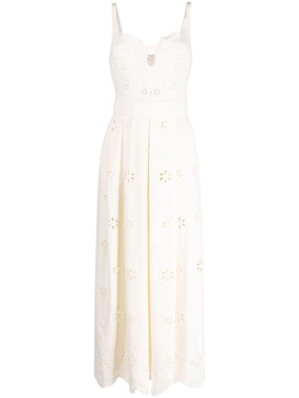 broderie-anglaise sleeveless midi dress