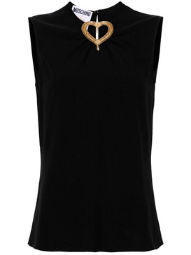 beaded-heart sleeveless blouse