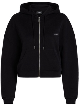 logo patch zipped hoodie