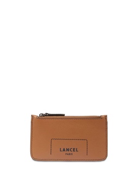 logo-print leather card holder