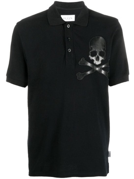 Skull-patch cotton polo shirt 