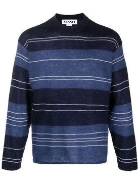 striped patterned intarsia-knit jumper