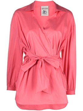 long-sleeve belted blouse