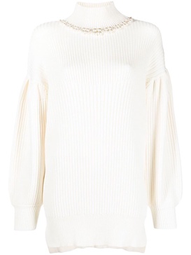 faux-pearl embellished jumper