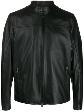 mock-neck biker jacket