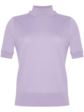 logo-embroidered cashmere top