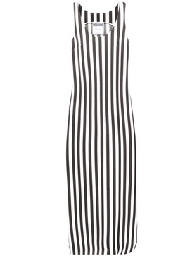 scoop-neck striped long dress