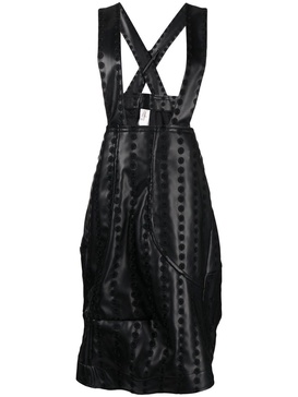 faux-leather pinafore skirt