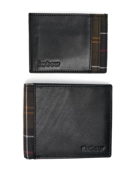 leather tartan wallet and cardholder set