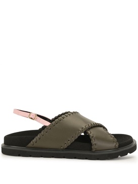 leather crossover sandals