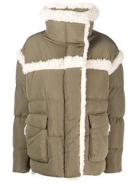 faux shearling-trim padded coat