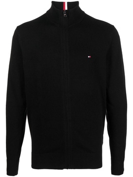 embroidered-logo zip-up jumper 