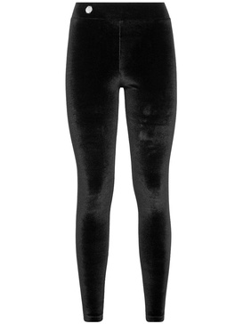 logo-plaque velvet leggings