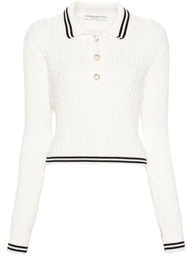 cable-knit polo top