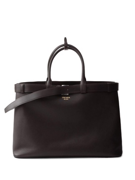 Buckle leather tote bag