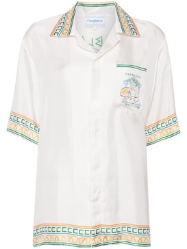 silk monogram-pattern shirt