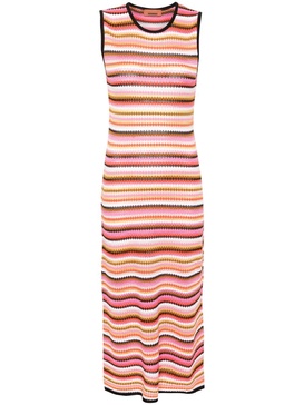 Pink Striped Knitted Midi Dress