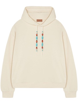 bead-detail drawstring hoodie