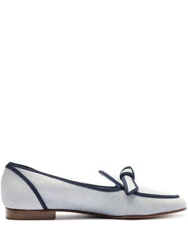 grosgrain-trim raffia loafer