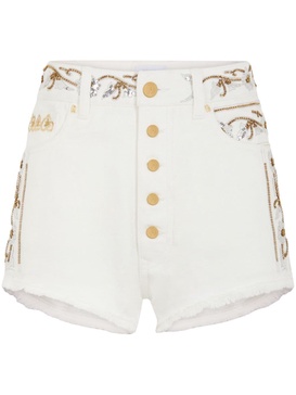 embroidered denim shorts