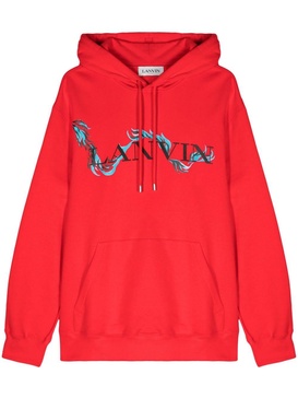 dragon-print cotton hoodie