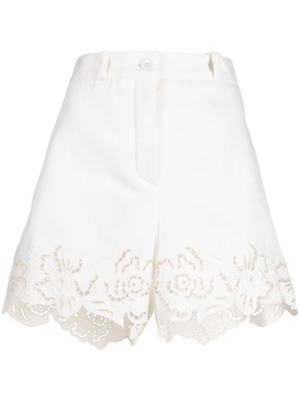 embroidered cotton-blend shorts