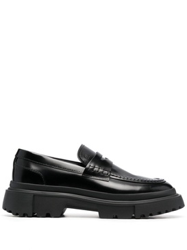 leather ridged-sole  loafers