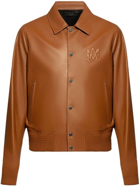 logo-embossed leather jacket