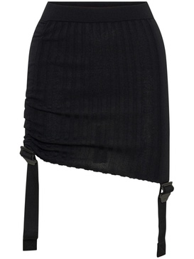 gathered ribbed-knit miniskirt