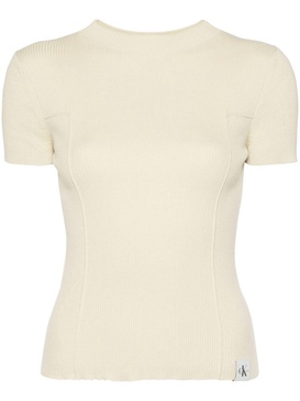 mock-neck ribbed T-shirt