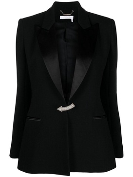 Black Crystal-Embellished Wool Blazer