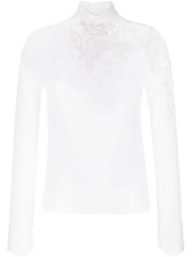 lace-trim wool jumper 