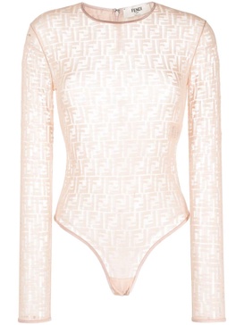 monogram-jacquard mesh bodysuit