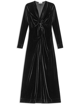 ruched velvet maxi dress