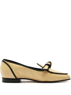 grosgrain-trim raffia loafer