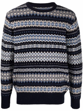 geometric-print wool jumper