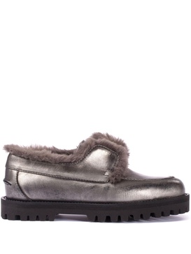 Yacht shearling-trim leather loafers   