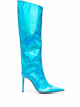 metallic pointed-toe boots