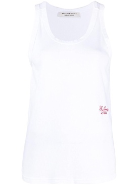 logo-embroidered tank top