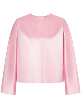 pleated long-sleeve blouse 