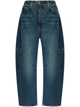 high-rise cropped cotton jeans