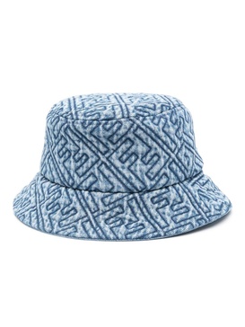 quilted-logo denim bucket hat